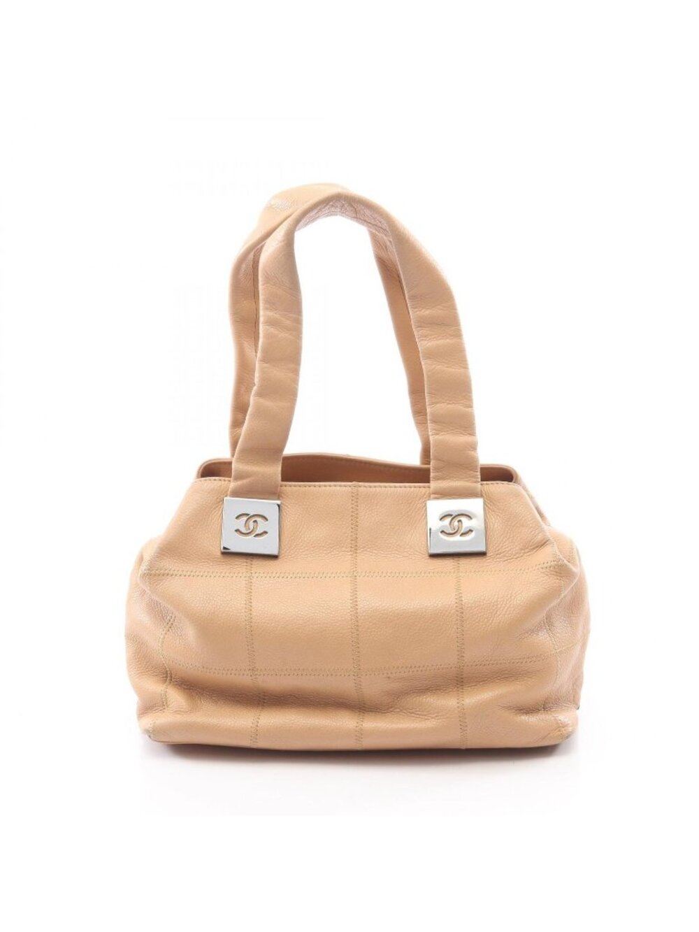 Chanel Choco Bar Beige Caviar Leather Handbag